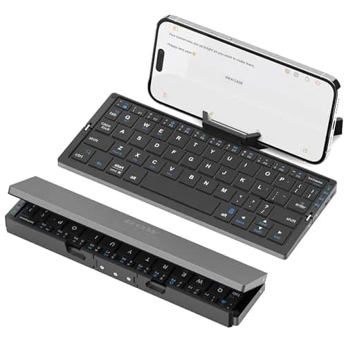 SIKAI CASE Foldable Bluetooth Keyboard with Magnetic Stand, 60-Key Mini Portable Wireless Keyboard | Quiet Scissor-Foot Keys — Black