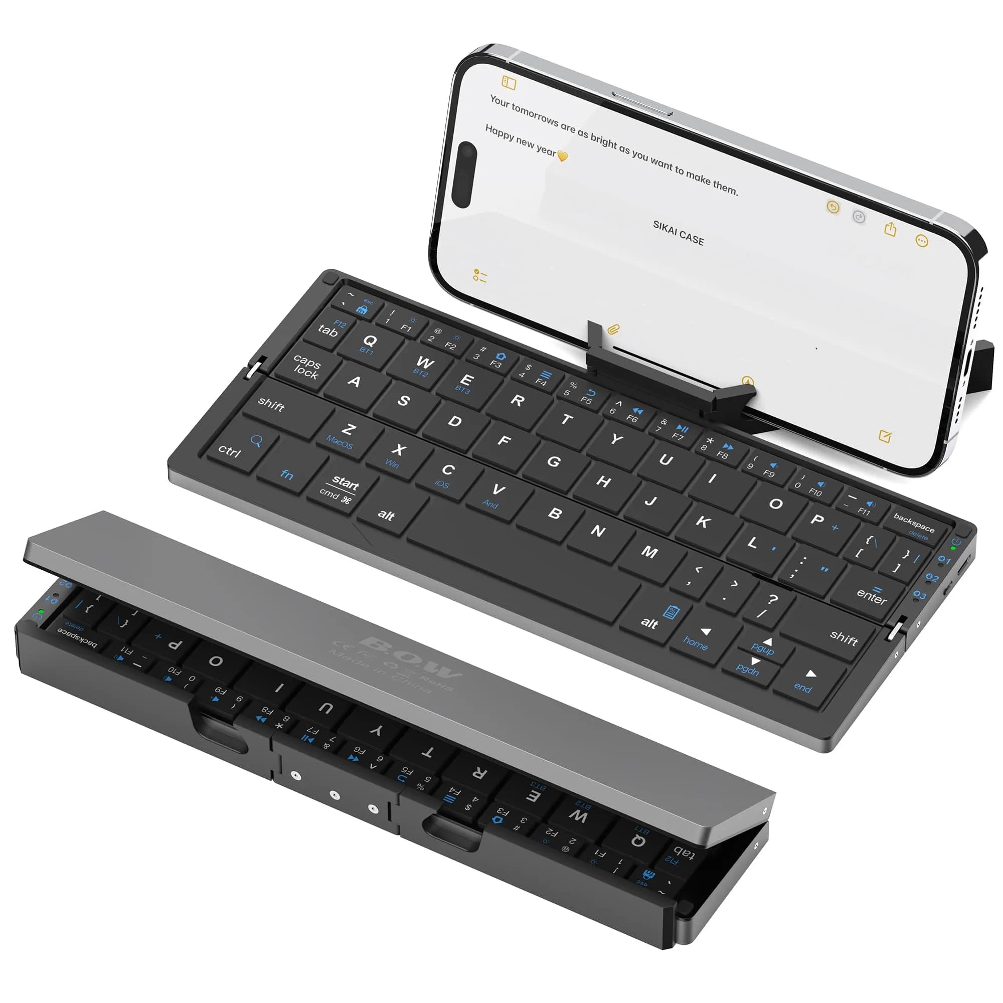 SIKAI CASE Foldable Bluetooth Keyboard with Magnetic Stand, 60-Key Mini Portable Wireless Keyboard | Quiet Scissor-Foot Keys