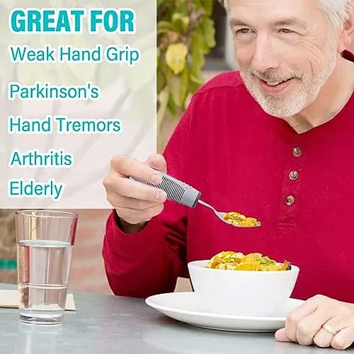 Nourislif Adaptive Utensils 4-Piece Set (13.9cm x 22.7cm x 2.5cm) | Easy-Grip Silverware for Hand Tremors, Elderly, Arthritis thumbnail 4