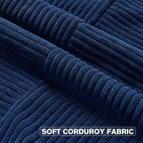 HAUSSY Corduroy Throw Pillow Covers 22x22 Inch Navy Blue | Durable, Soft & Versatile thumbnail 4