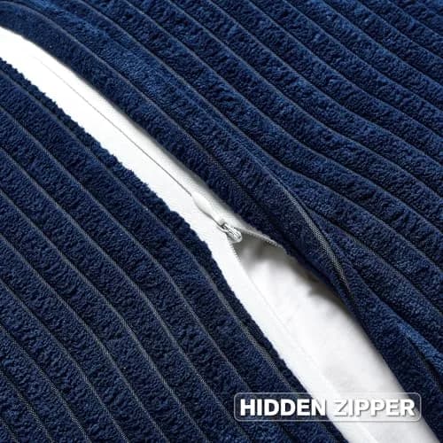 HAUSSY Corduroy Throw Pillow Covers 22x22 Inch Navy Blue | Durable, Soft & Versatile thumbnail 2