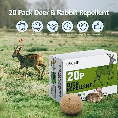 USKICH 20 Pack Deer & Rabbit Repellent Sticks | Peppermint & Garlic Scent (20 Count) thumbnail 2