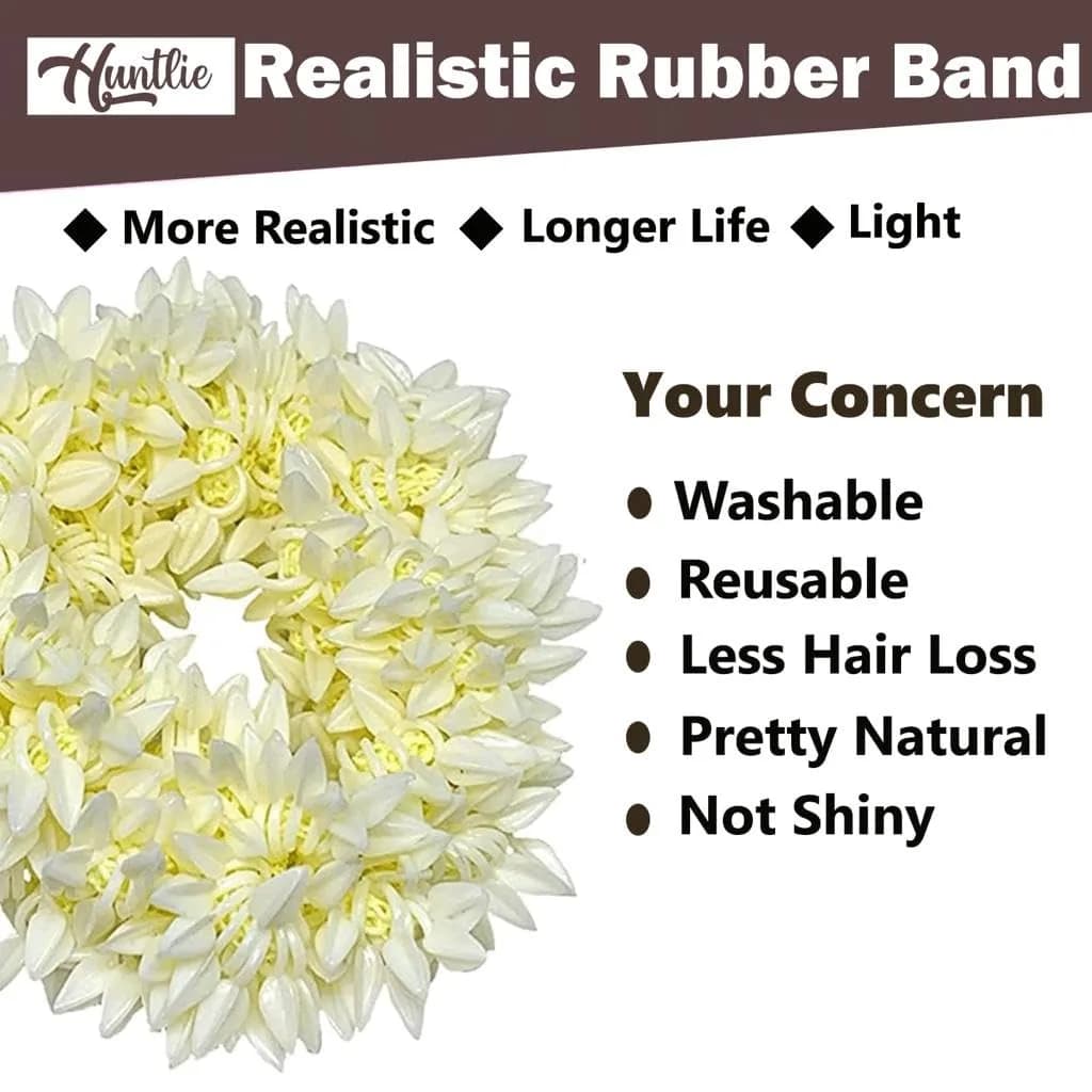 Huntlie Artificial Mogra Gajra Hair Accessories 2 Pcs | White, Gentle Hold for Buns & Braids - view 7
