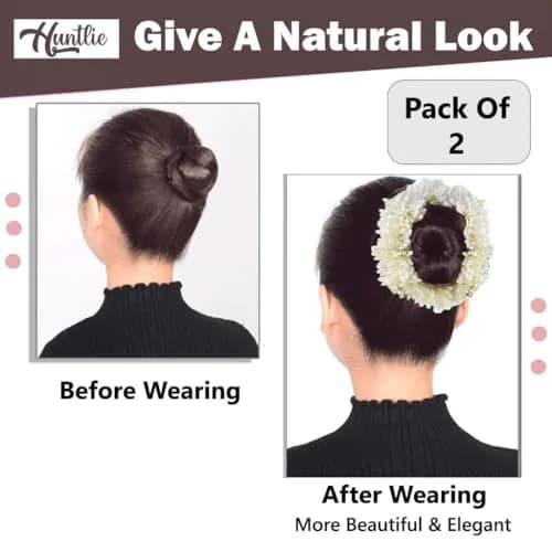 Huntlie Artificial Mogra Gajra Hair Accessories 2 Pcs | White, Gentle Hold for Buns & Braids thumbnail 3