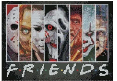 Paintcolor Halloween Horror Stamped Cross Stitch Kit for Adults Beginners 30x40cm (11.8x15.8inch) | Includes Pre-Printed Fabric, Threads, Needles thumbnail 1