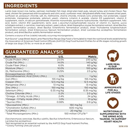NutriSource Large Breed Lamb & Rice Dog Food 26 Pound | Probiotics & Balanced Nutrition for Large Dogs thumbnail 6