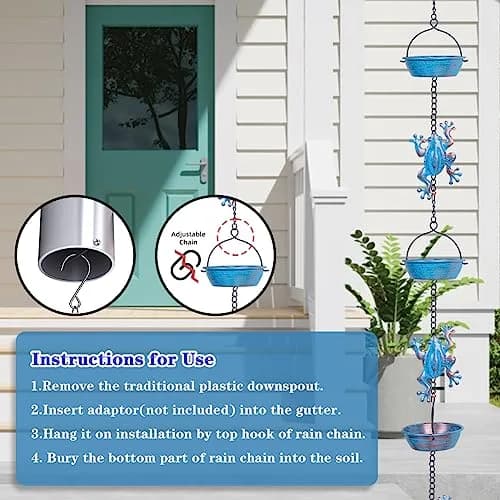 giole Frog Rain Chains 3.47m (11.4ft) | Decorative Metal Downspout Alternative for Indian Homes thumbnail 5