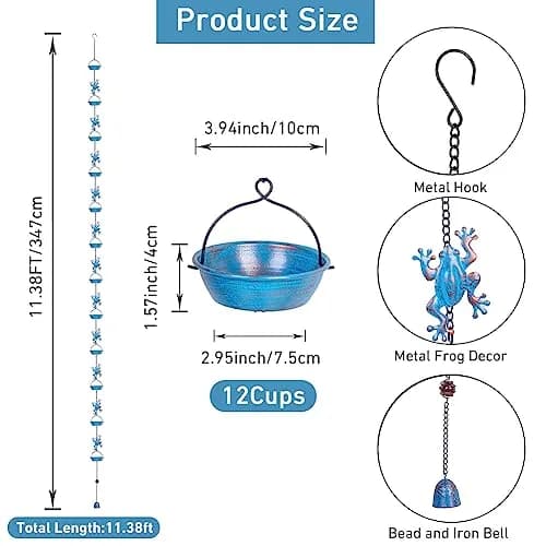 giole Frog Rain Chains 3.47m (11.4ft) | Decorative Metal Downspout Alternative for Indian Homes thumbnail 2