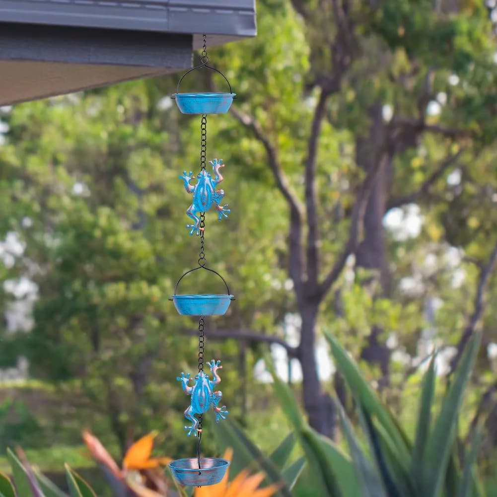 giole Frog Rain Chains 3.47m (11.4ft) | Decorative Metal Downspout Alternative for Indian Homes - view 4