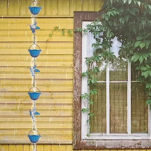 giole Hummingbird Rain Chain 2.27 kg (5 lb) | 12 Cups & 11 Hummingbirds, 3.96 m (13.4 ft) Length | Decorative Gutter Alternative thumbnail 5