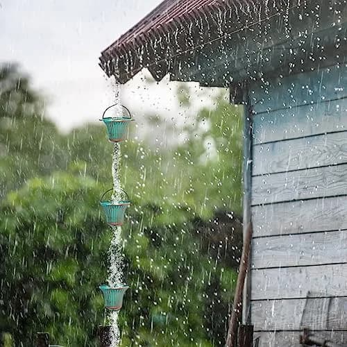 giole 11ft (3.35m) Green Metal Rain Chain with 12 Cups | Serene Ambiance for Gardens & Patios thumbnail 2