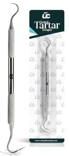 Utopia Care Professional Plaque Remover Tool 6.5 Inch Double-Sided Stainless Steel | Tartar Scraper for Teeth Cleaning thumbnail 1