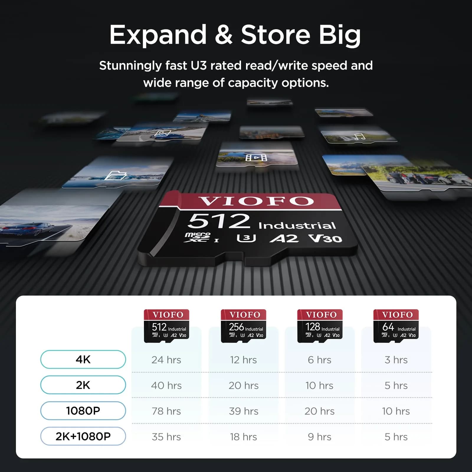 VIOFO 256GB High Endurance microSDXC Card with Adapter | U3 A2 V30 4K Recording - view 5