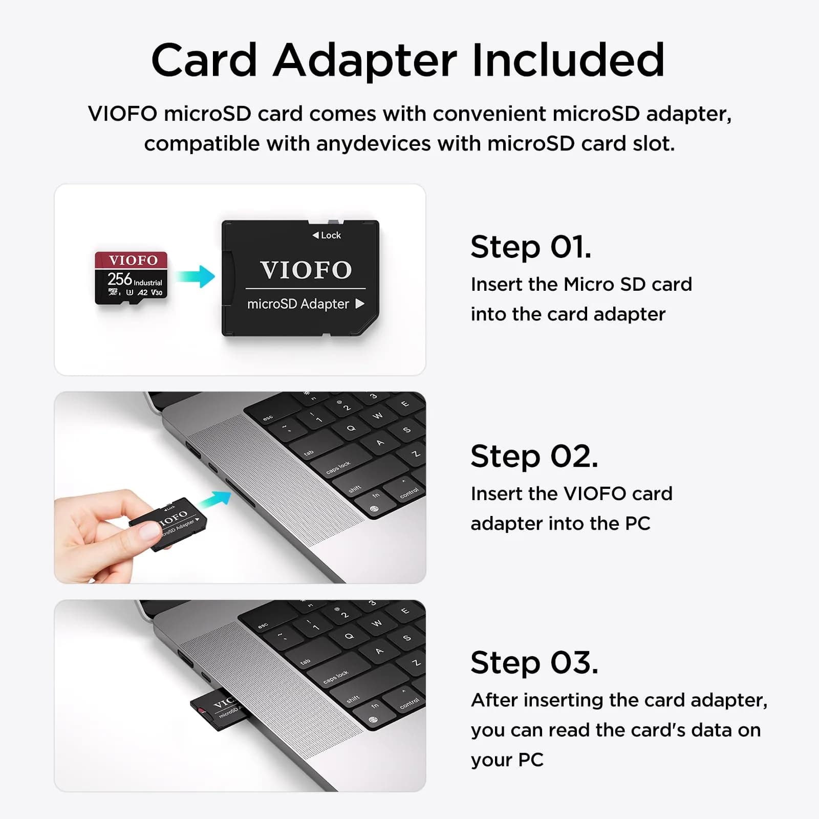 VIOFO 256GB High Endurance microSDXC Card with Adapter | U3 A2 V30 4K Recording - view 3
