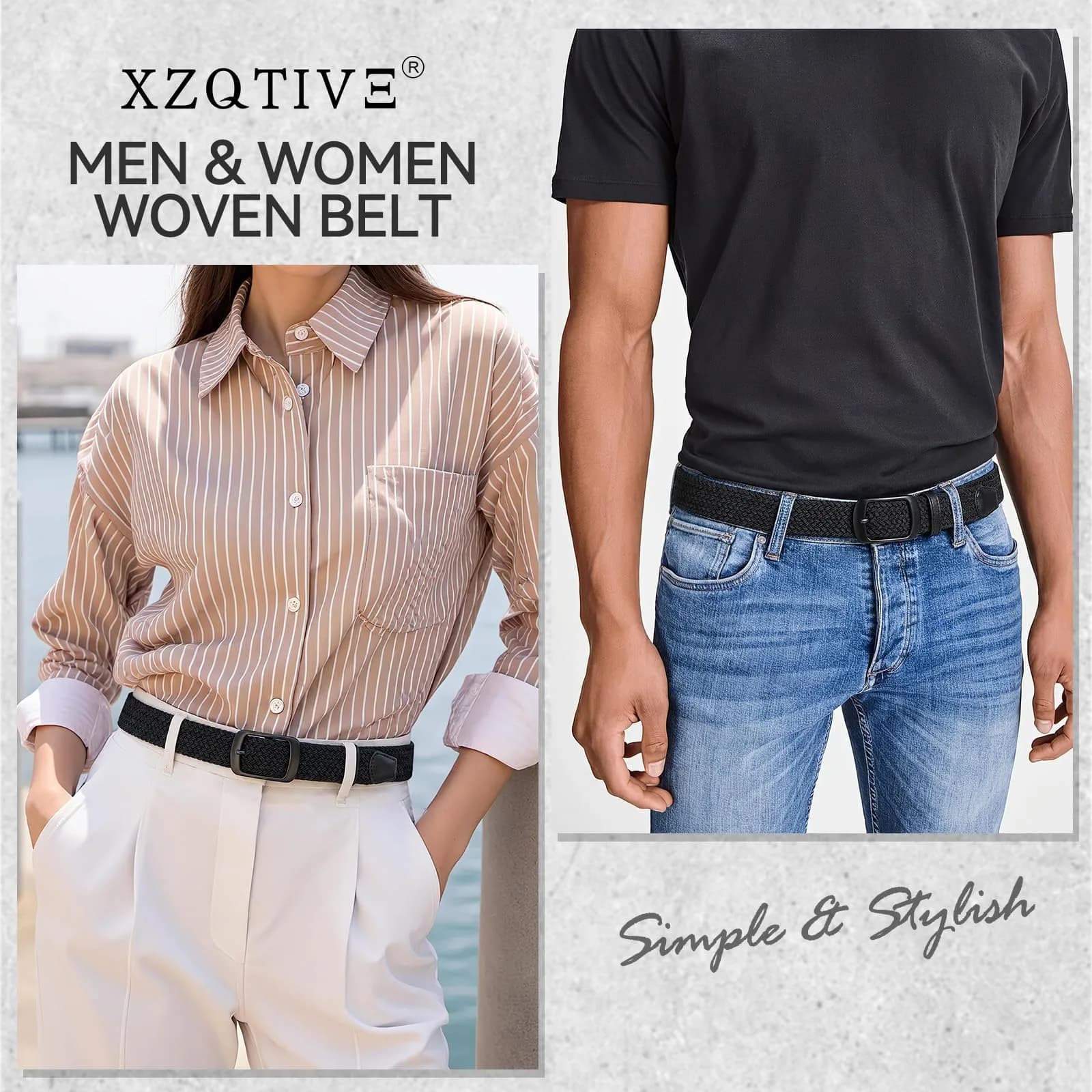 XZQTIVE Braided Stretch Belt for Men & Women, 3.5cm (1.38in) Wide, Adjustable Fit for Waist 42-46in | Breathable Elastic Woven Belt - view 6