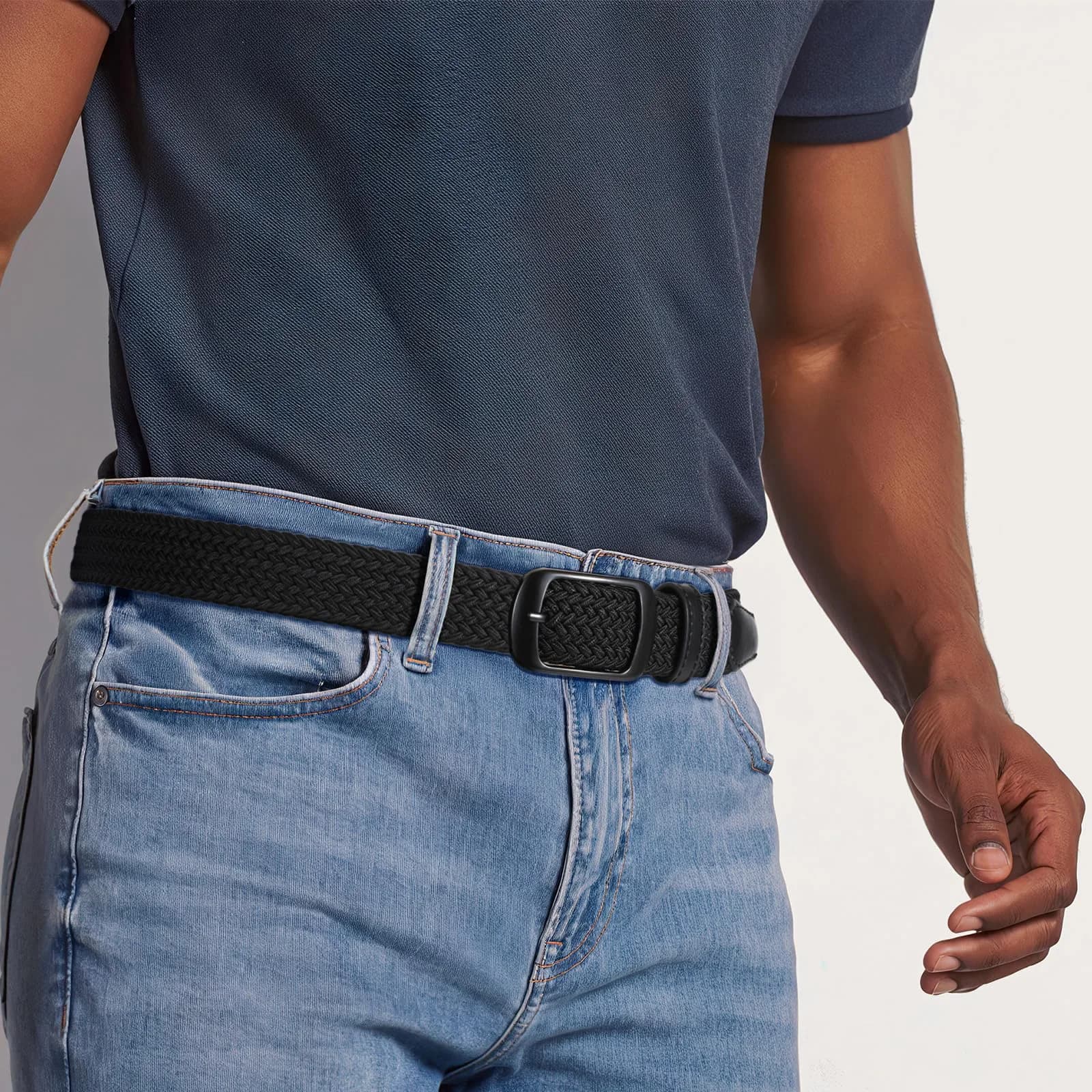 XZQTIVE Braided Stretch Belt for Men & Women, 3.5cm (1.38in) Wide, Adjustable Fit for Waist 42-46in | Breathable Elastic Woven Belt - view 2