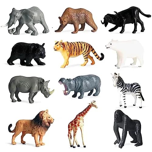 RUSON 12 Pcs Mini Safari Animals Figures Toys | Realistic Jungle Zoo Animal Figurines for Kids thumbnail 1