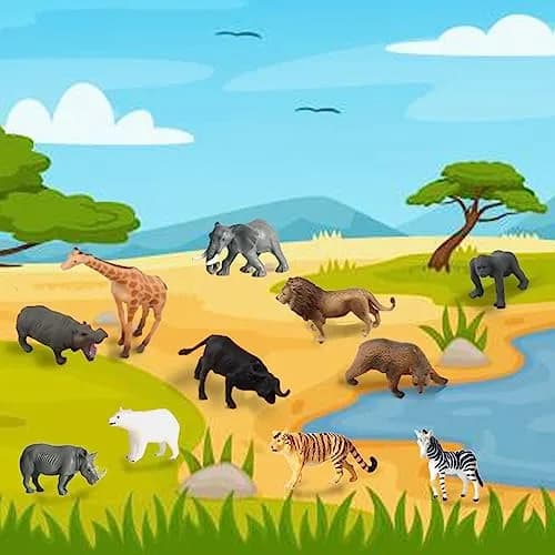 RUSON 12 Pcs Mini Safari Animals Figures Toys | Realistic Jungle Zoo Animal Figurines for Kids thumbnail 4