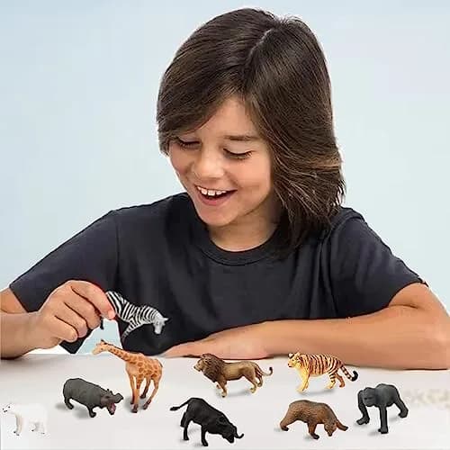 RUSON 12 Pcs Mini Safari Animals Figures Toys | Realistic Jungle Zoo Animal Figurines for Kids thumbnail 5