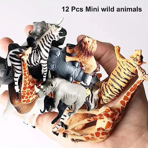RUSON 12 Pcs Mini Safari Animals Figures Toys | Realistic Jungle Zoo Animal Figurines for Kids thumbnail 3