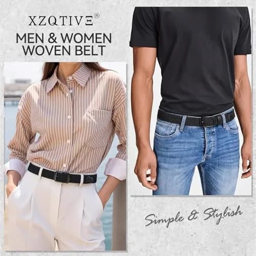 XZQTIVE Braided Belt Stretch Belt for Men and Women 3.5cm (1.38in) | Adjustable No-Hole Design thumbnail 6