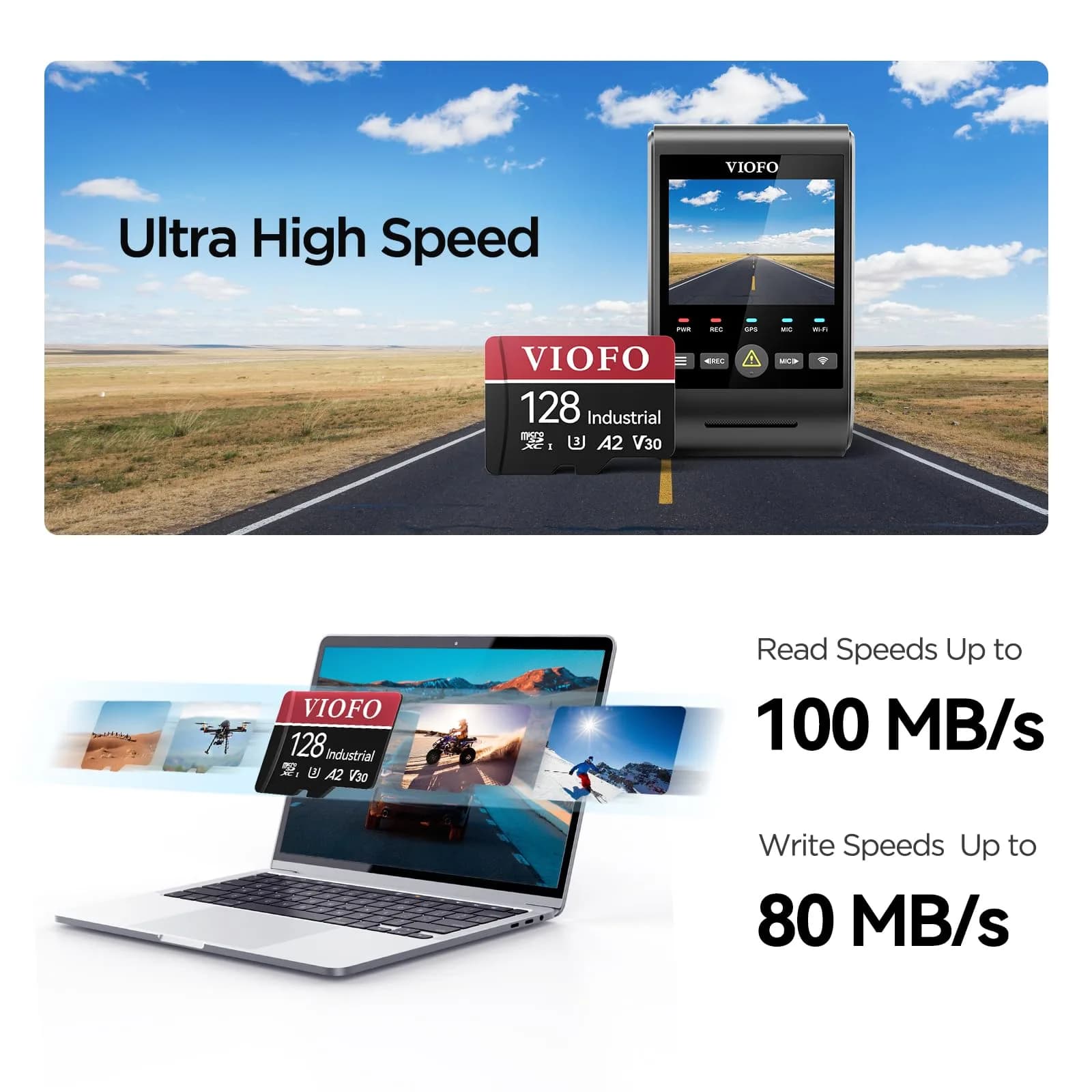 VIOFO 128GB High Endurance microSDXC Card with Adapter | U3 A2 V30 4K Recording - view 2