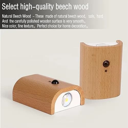 LANDGOO Wood Step Light, Motion Sensor, Rechargeable, Beech Wood | Warm 2700K Night Light with Infrared Sensor thumbnail 7