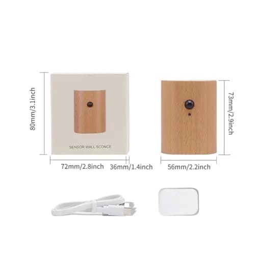 LANDGOO Wood Step Light, Motion Sensor, Rechargeable, Beech Wood | Warm 2700K Night Light with Infrared Sensor thumbnail 9