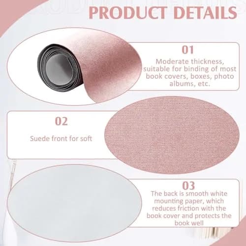 PerKoop Book Cloth for Bookbinding 40x16 Inch | Vibrant Pink Suede Fabric thumbnail 3