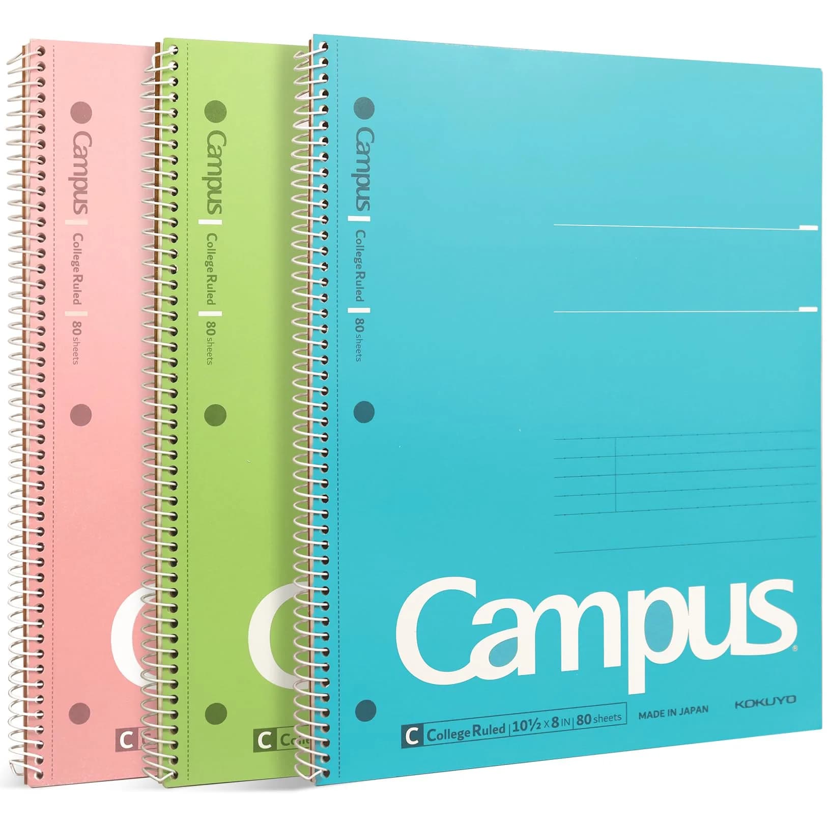 KOKUYO Spiral Notebooks 3 Pack 10-1/2" x 8" College Ruled | Durable Spiral Binding for Long-Term Use