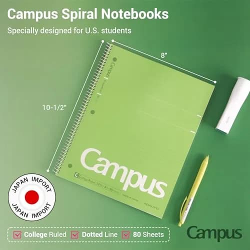 KOKUYO Spiral Notebooks 3 Pack 10-1/2" x 8" College Ruled | Durable Spiral Binding for Long-Term Use thumbnail 2