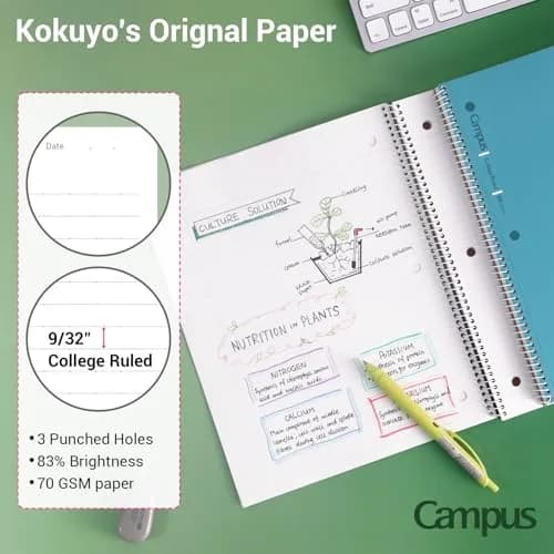 KOKUYO Spiral Notebooks 3 Pack 10-1/2" x 8" College Ruled | Durable Spiral Binding for Long-Term Use thumbnail 3