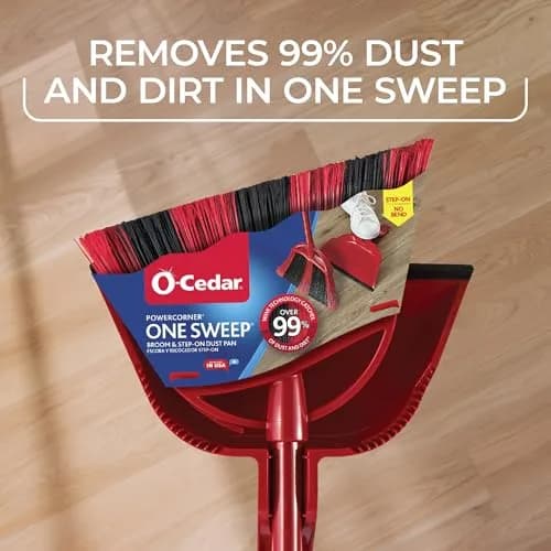O-Cedar One Sweep Broom & Step-On Dustpan Set | Patented Wave Bristles Remove Over 99% of Dirt in One Pass | Lightweight & Quiet for Pet-Friendly Cleaning thumbnail 4