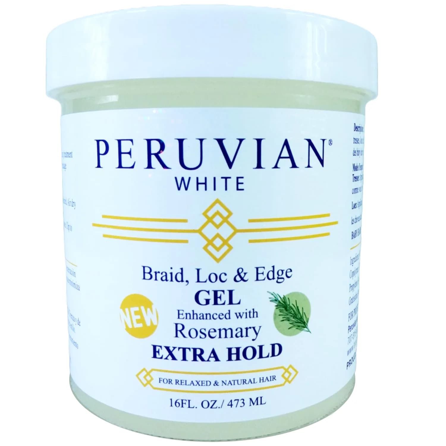 Peruvian white Braid, Loc, and Edge Gel EXTRA HOLD 16 oz | Anti-Frizz & No Flaking for Natural & Relaxed Hair