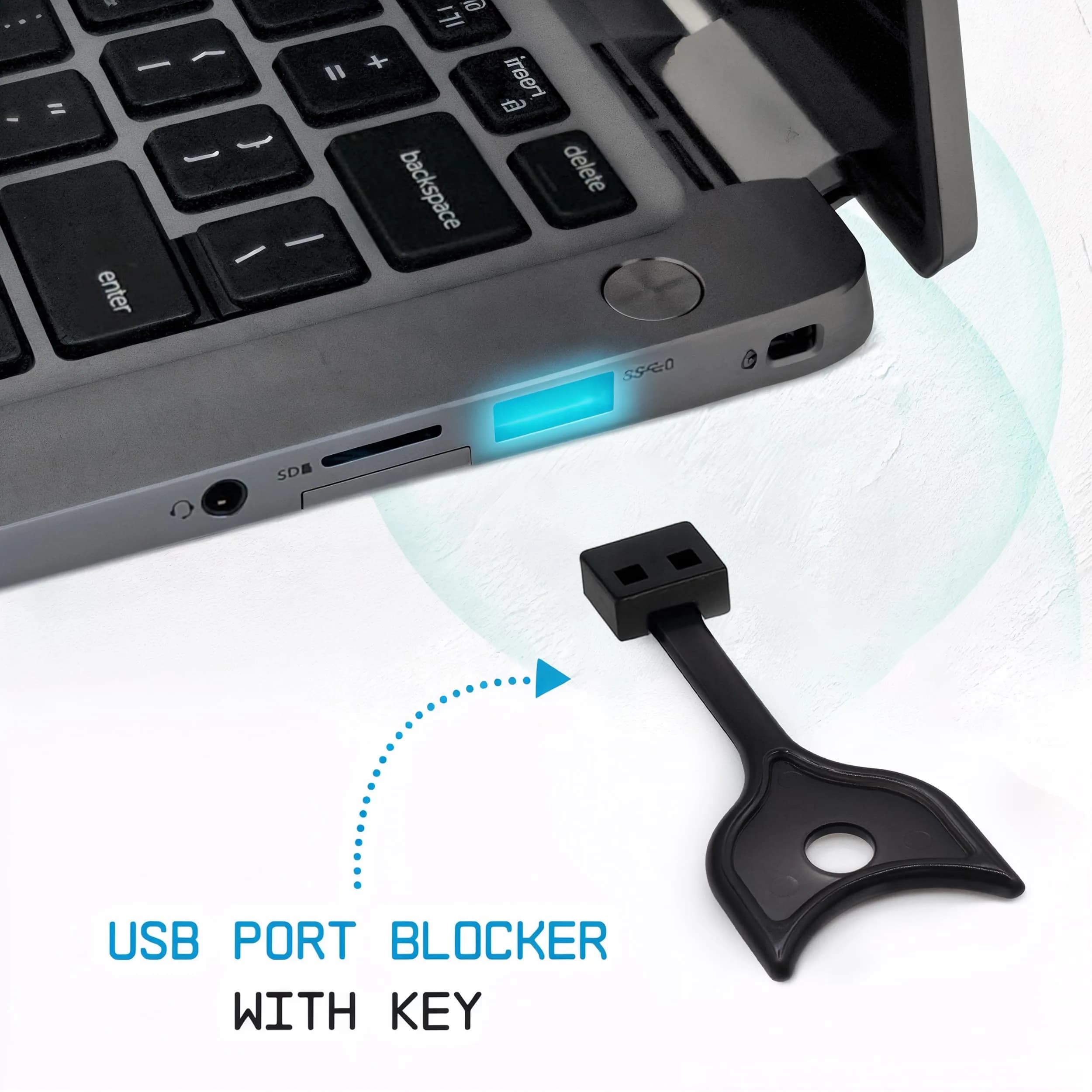 PortPlugs USB-A Port Blockers (10-Pack) with Key Lock | Prevent Data Theft & Dust - view 2