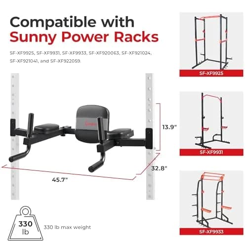 Sunny Health & Fitness Dip Station Core Attachment SF-XFA008 | 26.7 lb (12.1 kg) Capacity | Fits 2"x2" Racks thumbnail 6
