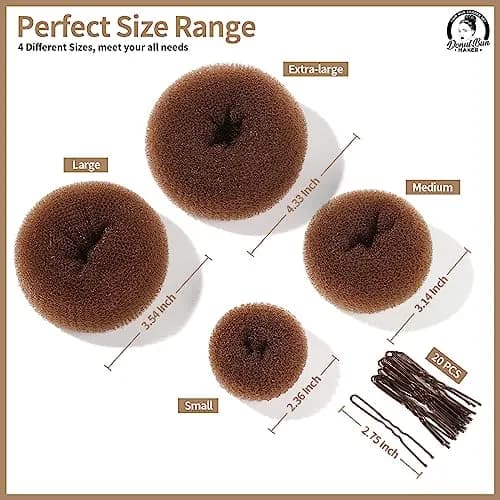 Teenitor Hair Bun Maker Set with Bobby Pins, 4 Sizes Light Brown | Sleek Ballet Buns for Kids & Adults thumbnail 2