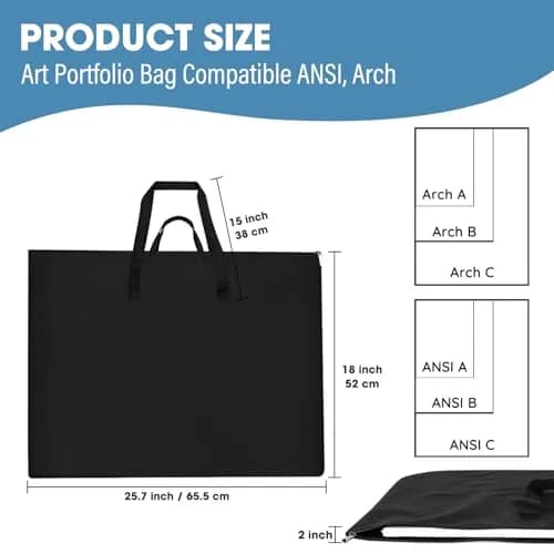 ZKOO Art Portfolio Bag 18 x 24 Inch Black | Lightweight, Waterproof, and Easy to Carry thumbnail 2