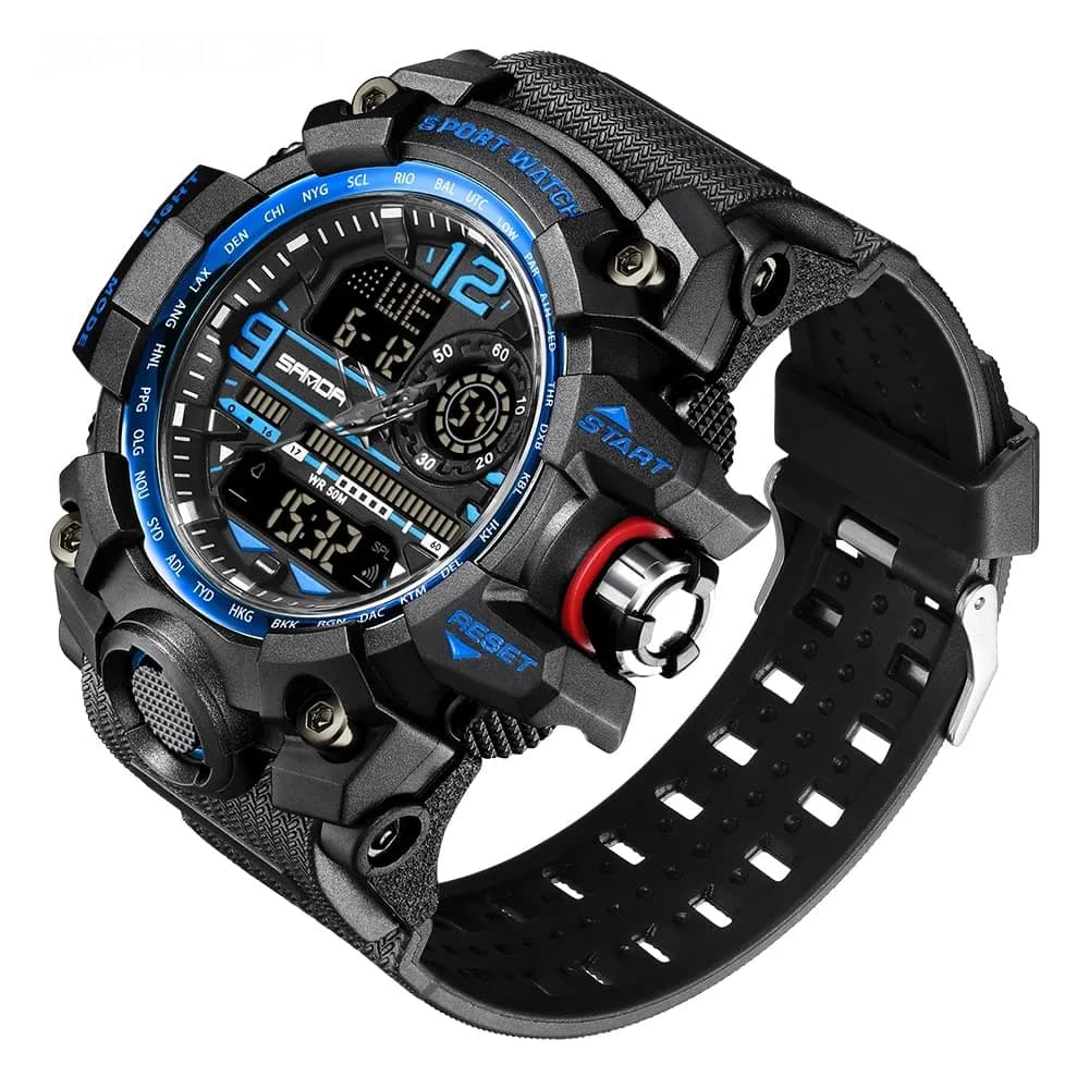 AIMES Men's 3133-Blue Sport Watch - Dual Time Zone Military Watch with LED Alarm & Stopwatch - view 2