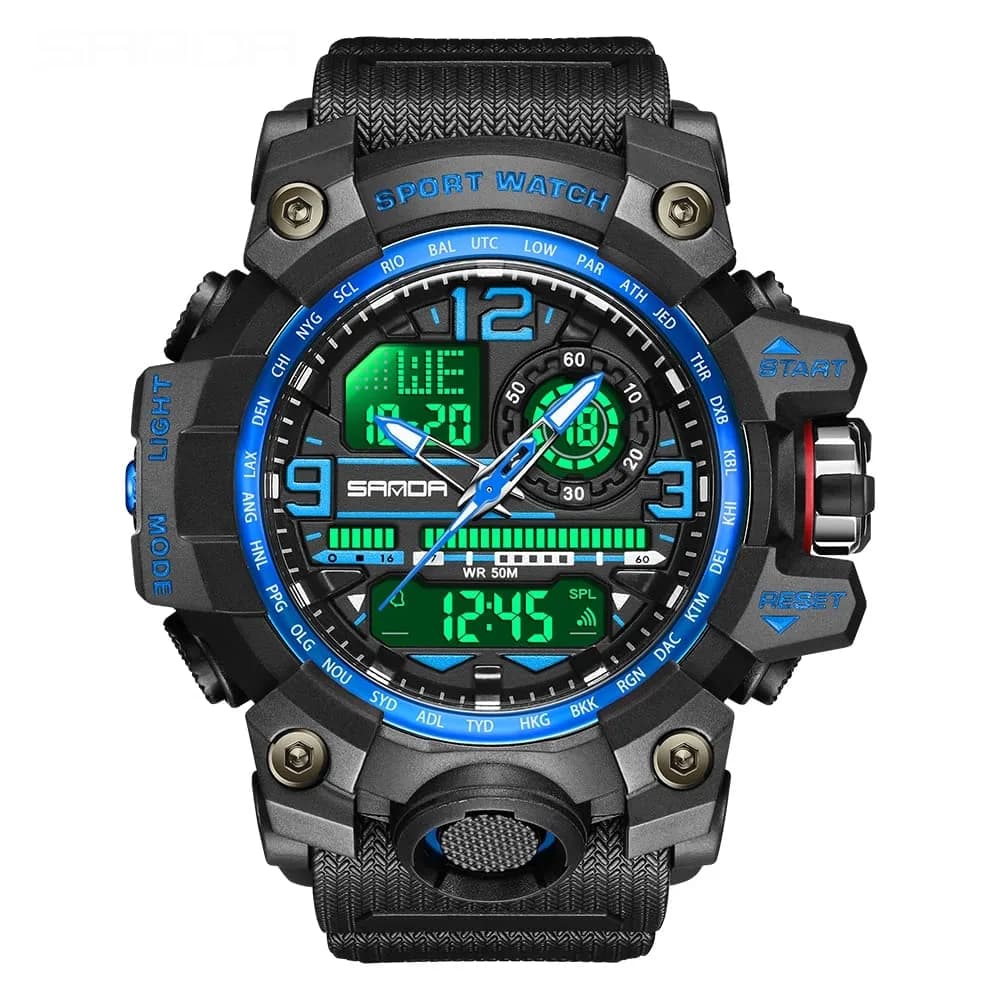 AIMES Men's 3133-Blue Sport Watch - Dual Time Zone Military Watch with LED Alarm & Stopwatch - view 3