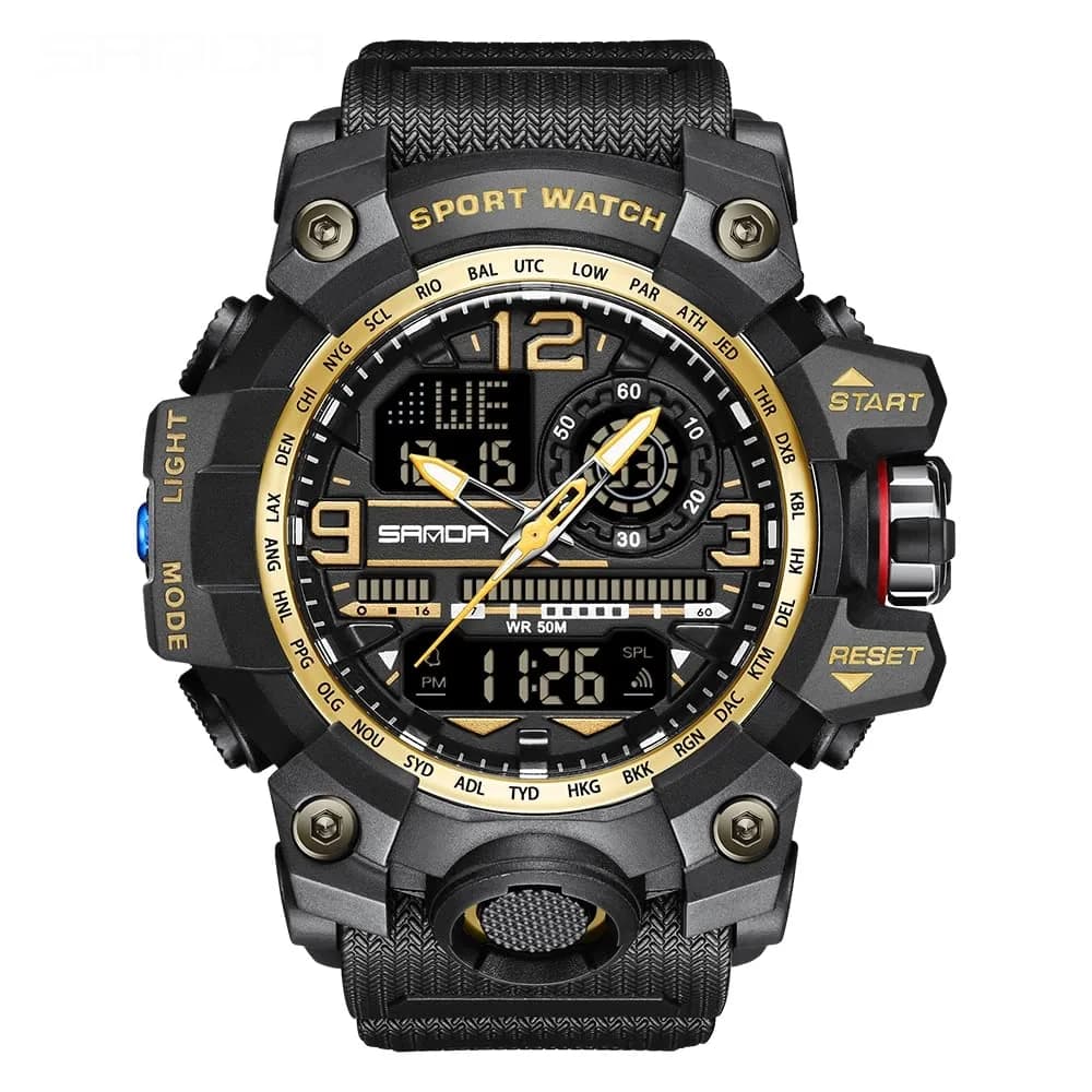 AIMES Men's Military Watch 54mm (2.12 inch) | Dual Time Analog-Digital Sports Watch with Alarm & Stopwatch - main product image
