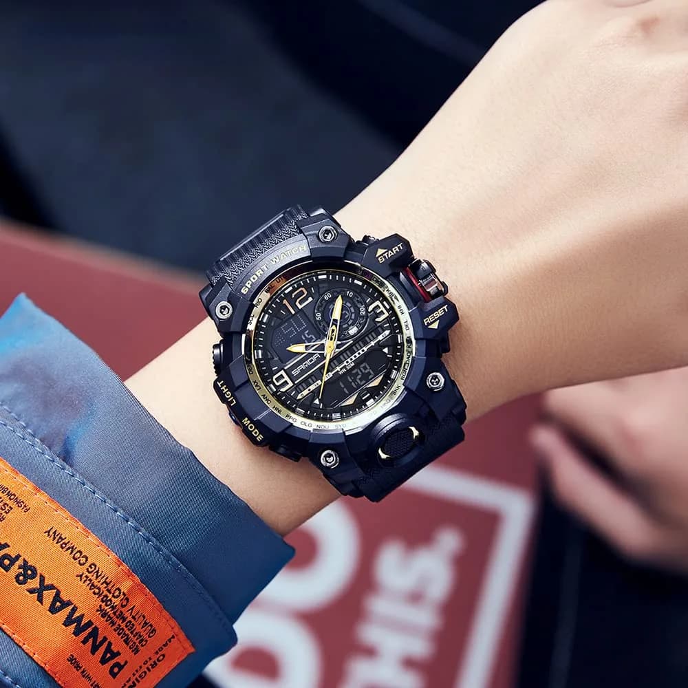 AIMES Men's Military Watch 54mm (2.12 inch) | Dual Time Analog-Digital Sports Watch with Alarm & Stopwatch - view 3