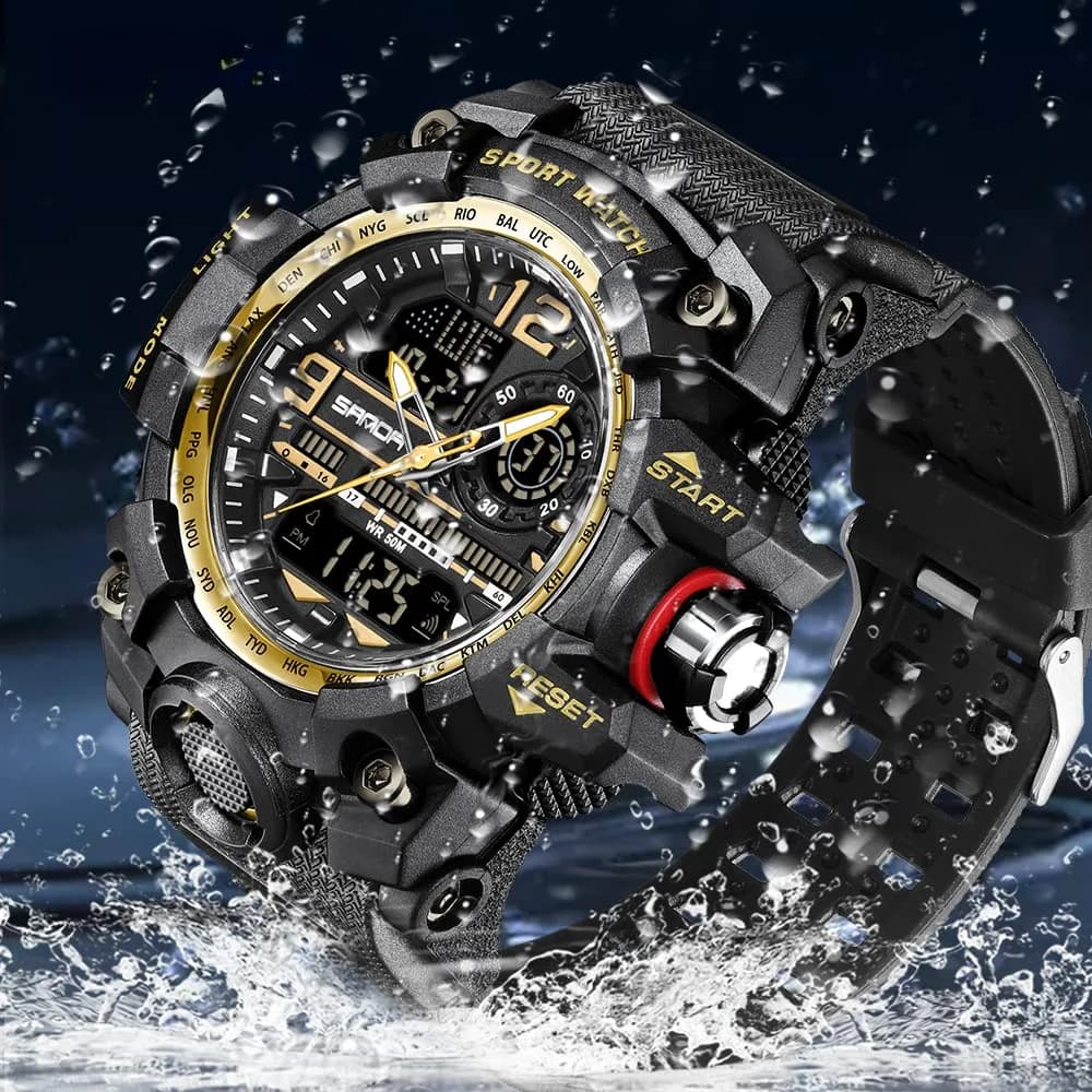 AIMES Men's Military Watch 54mm (2.12 inch) | Dual Time Analog-Digital Sports Watch with Alarm & Stopwatch - view 4