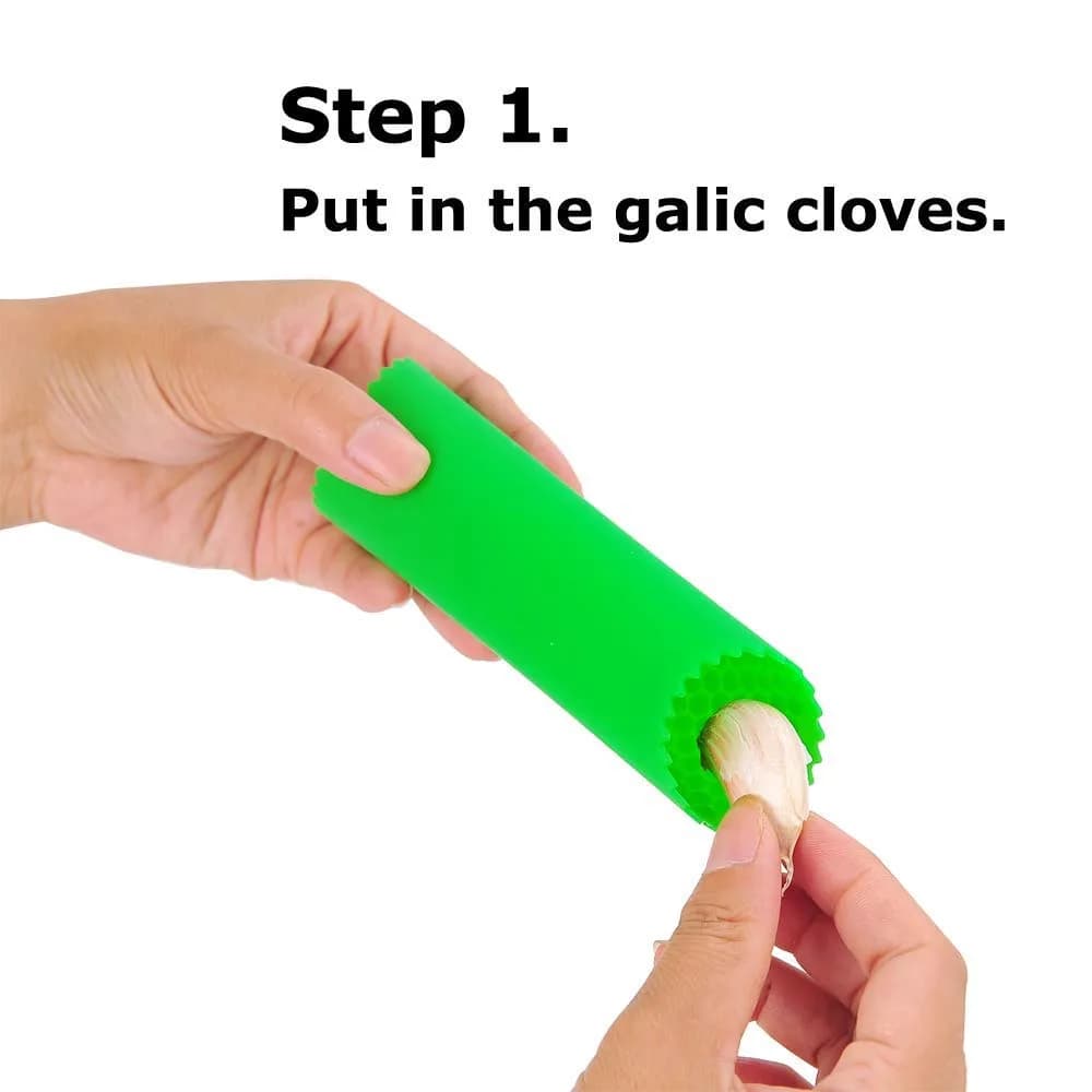 Sinnsally 5.5" Silicone Garlic Peeler Roller Keeper - Black & Clear - view 2