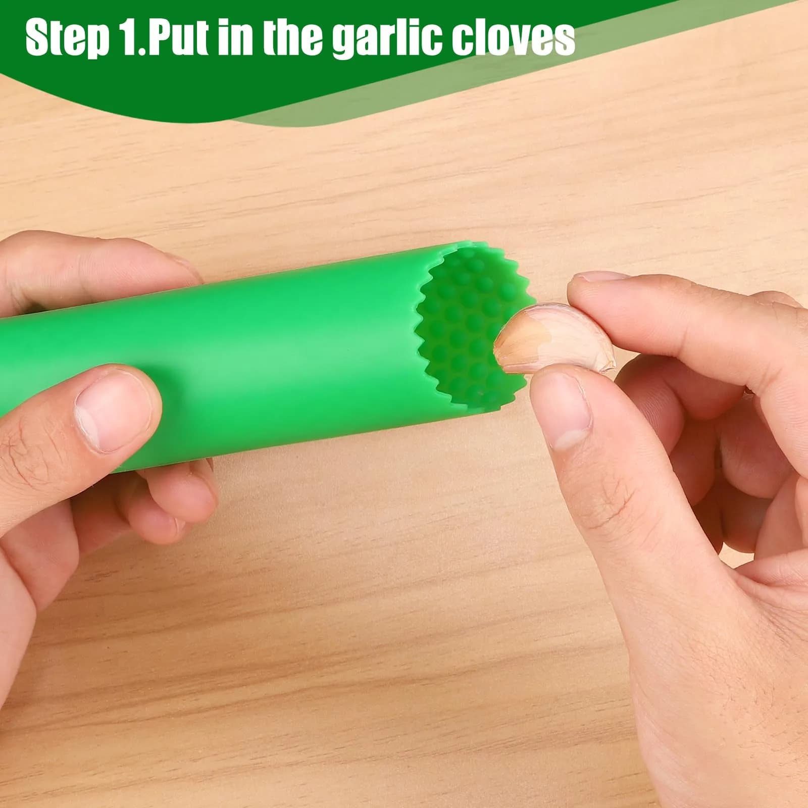Sinnsally Silicone Garlic Peeler Roller Keeper - 5 Assorted Colors | Easy Quick Garlic Skin Remover Tool - view 2