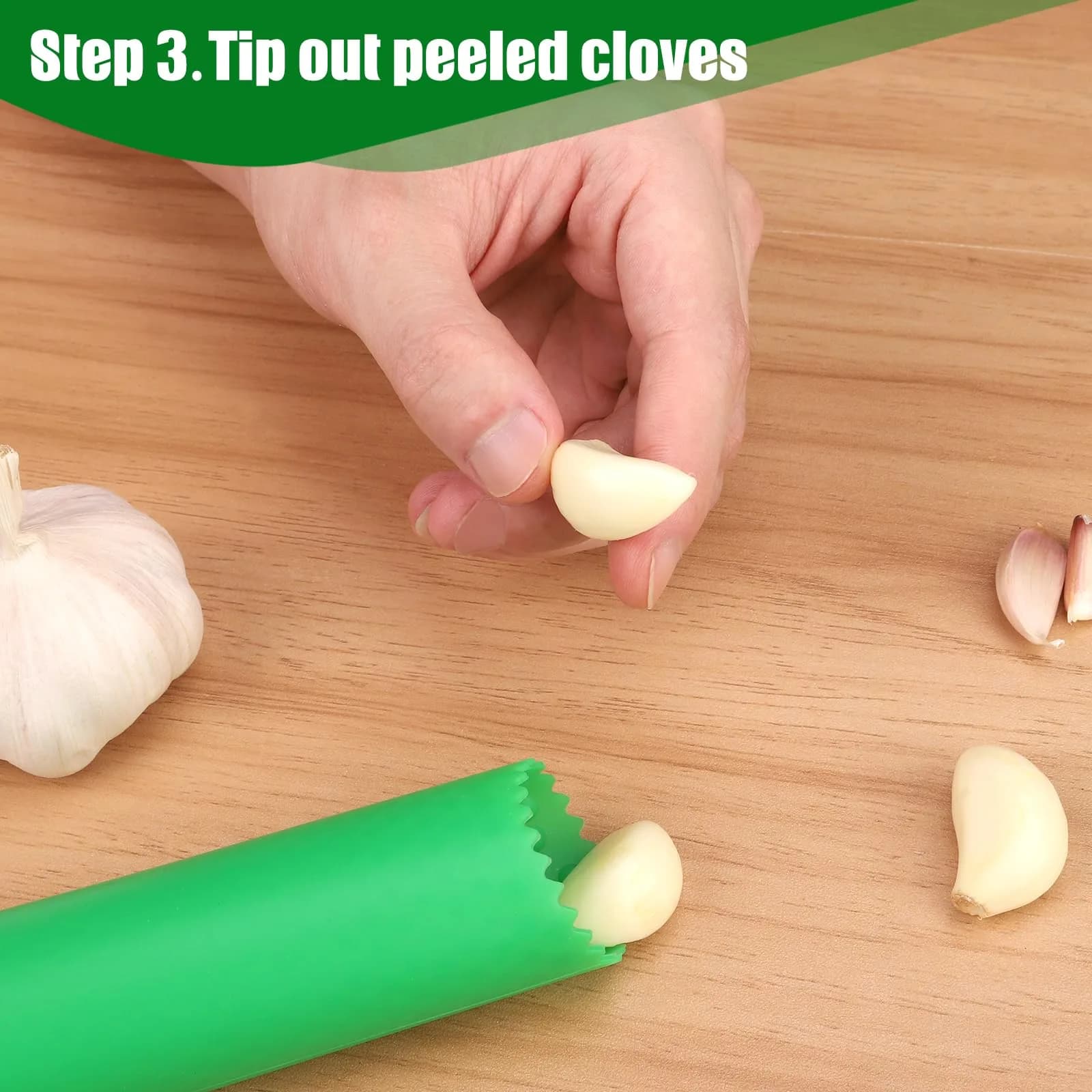 Sinnsally Silicone Garlic Peeler Roller Keeper - 5 Assorted Colors | Easy Quick Garlic Skin Remover Tool - view 4