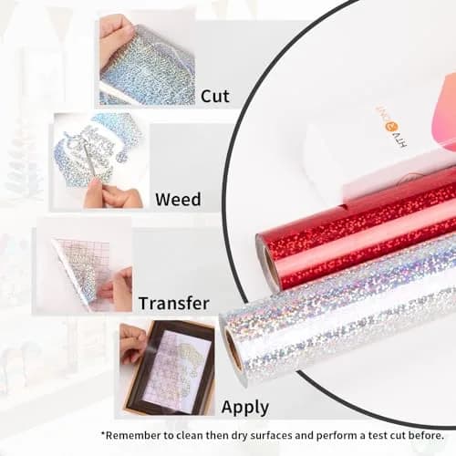 HTVRONT Holographic Glitter Red Permanent Vinyl Roll 30cm x 3m (12" x 10FT) | Easy Cut & Weed thumbnail 4