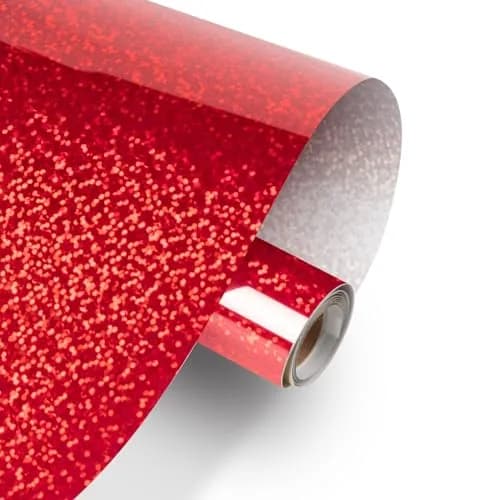 HTVRONT Holographic Glitter Red Permanent Vinyl Roll 30cm x 3m (12" x 10FT) | Easy Cut & Weed thumbnail 1