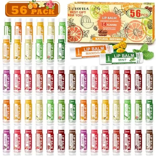 Yopela Natural Lip Balm 56 Pack | Moisturizing & Soothing with Vitamin E & Coconut Oil thumbnail 1