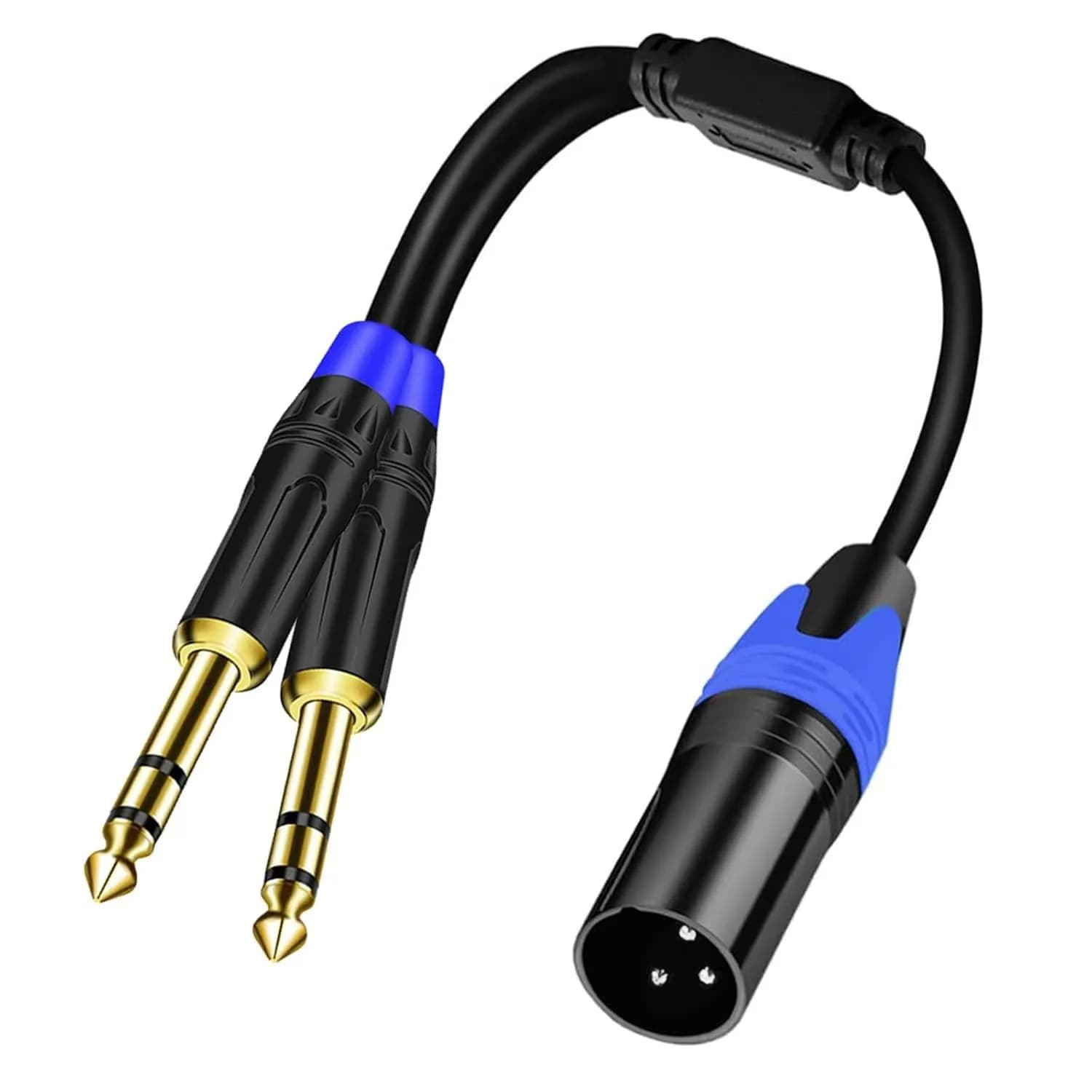 Seefeful 6.35mm Dual TRS to XLR Male Cable 0.3m (11.8 inches) | Balanced Audio Y Splitter for Microphones & Mixers — 11.8inch-Male